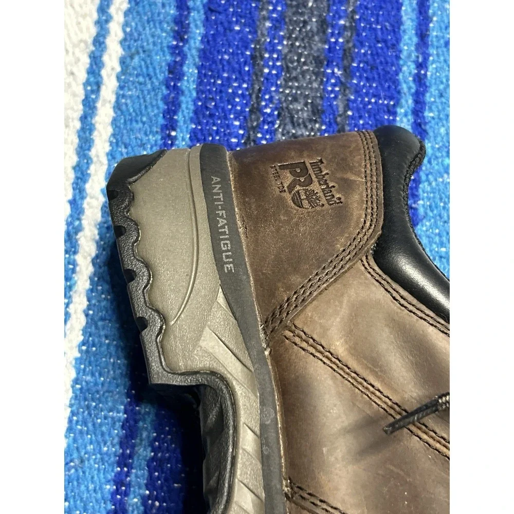 Timberland PRO Men's 9.5 Wide Brown Leather Work Shoes A1VZY Anti-Fatigue